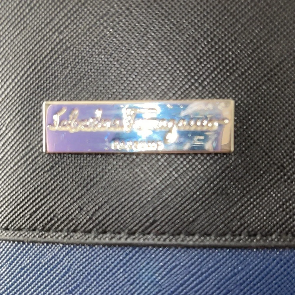 Salvatore Ferragamo Parfum Black and Blue Cosmetic Or Clutch Detailed Ferragamo